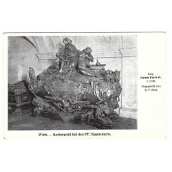 Viedeň, Cisárska krypta, Karol VI., čiernobiela fotopohľadnica, Rakúsko