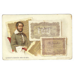 Kossuthove bankovky, farebná pohľadnica, Rakúsko Uhorsko