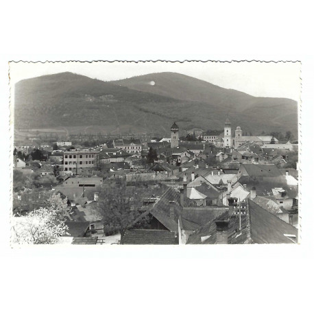 Pohľad na Rožňavu, čiernobiela fotopohľadnica, krátka adresa