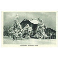 Chata pod snehom, Dobogókö, čiernobiela pohľadnica, Maďarské kráľovstvo