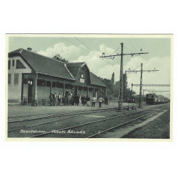 Železničná stanica, Svätý Ondrej, Szentendre, čiernobiela pohľadnica, krátka adresa