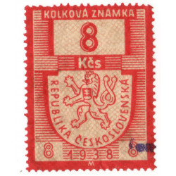 8 Kčs kolok, ʘ, RZ 14, VI. emisia 1947, červená/žltá, Československo