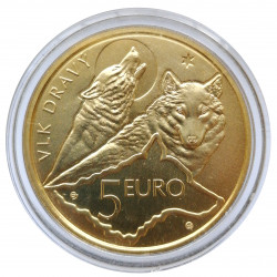 2021 - 5 euro, vlk dravý, J. Oplištil, 40 000 kusov, Slovenská republika