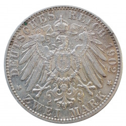 2 mark 1902 D, Ag 900/1000, 11,11 g, Otto, Bayern, Nemecko
