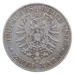 2 mark 1883 A, Ag 900/1000, 11,11 g, Wilhelm I., Prusko, Nemecko
