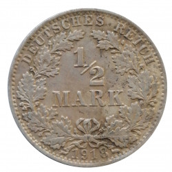 1/2 mark 1918 A, Ag 900/1000, Deutsches Reich