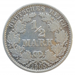 1/2 mark 1905 A, Ag 900/1000, Deutsches Reich