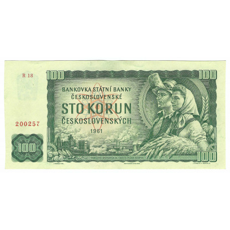 100 Kčs 1961, R 18, 200257, Československo, XF