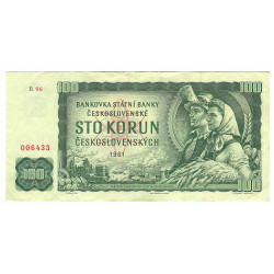 100 Kčs 1961, R 96, 006433, posledná séria, Československo, VG