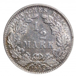 1/2 mark 1906 D, Ag 900/1000, Deutsches Reich
