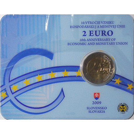 2 € 2009 - 10. výročie vzniku hospodárskej a menovej únie, coincard, Slovenská republika
