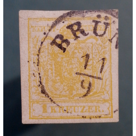 1 Yb - 1854, 1 kreuzer, Freimarken: Wappenzeichnung, Kaisertum Österreich bis 1867, ʘ, Rakúsko