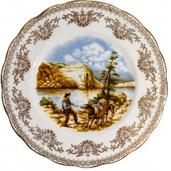 Dekoračný tanier, Muž so somármi, Bone China Gainsborough, Anglicko