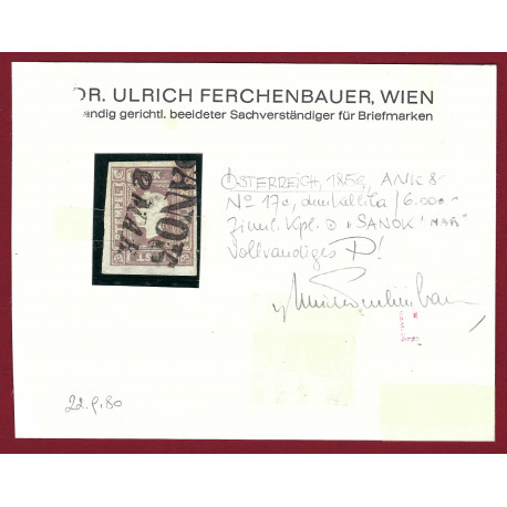 17 c - 1859, 1,05 kreuzer, Type II., Zeitungsmarken: Kaiser Franz Joseph, ʘ, Rakúsko