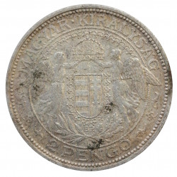 2 pengö 1938 BP., striebro, Maďarsko