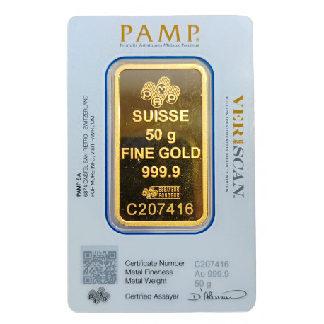 50 g, Fine Gold, Au 999,9/1000, C207416, VERISCAN, PAMP SA, Švajčiarsko