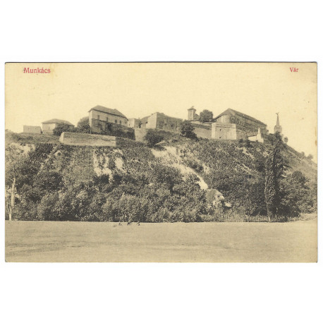 1913 - Munkács Vár, Mukačevský hrad, čiernobiela pohľadnica, Rakúsko - Uhorsko