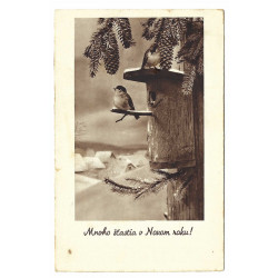 1940 - Mnoho šťastia v Novom roku, čiernobiela fotopohľadnica, Slovenský štát