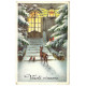 1940 - Veselé Vianoce, zvieratká, maľovaná pohľadnica, Slovenský štát
