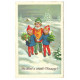 Šťastlivé a veselé Vianoce, detičky, maľovaná pohľadnica, Slovenský štát