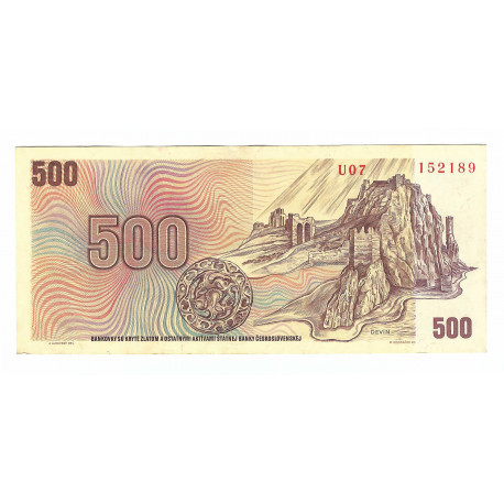 500 Kčs 1973, U 07, SNP 1944, Devín, bankovka, Československo, F