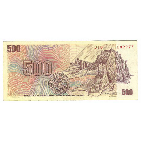 500 Kčs 1973, U 13, SNP 1944, Devín, bankovka, Československo, VG