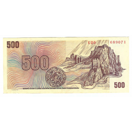 500 Kčs 1973, U 20, SNP 1944, Devín, bankovka, Československo, F