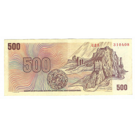 500 Kčs 1973, U 25, SNP 1944, Devín, bankovka, Československo, VG