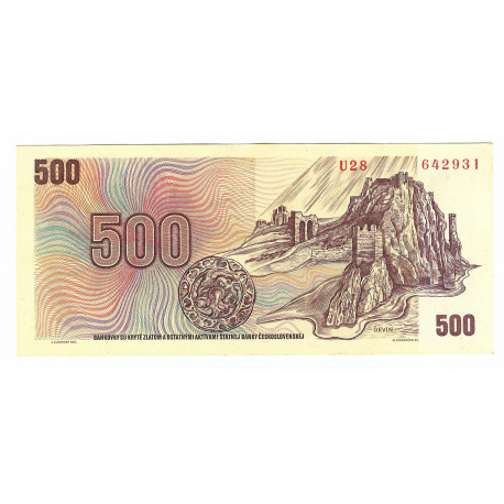 500 Kčs 1973, U 28, SNP 1944, Devín, bankovka, Československo, F