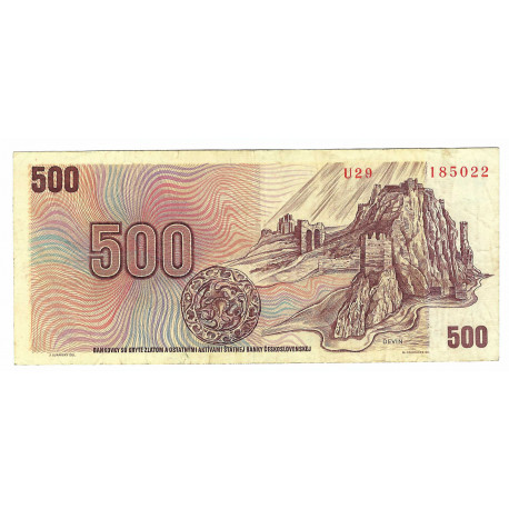 500 Kčs 1973, U 29, SNP 1944, Devín, bankovka, Československo, VG