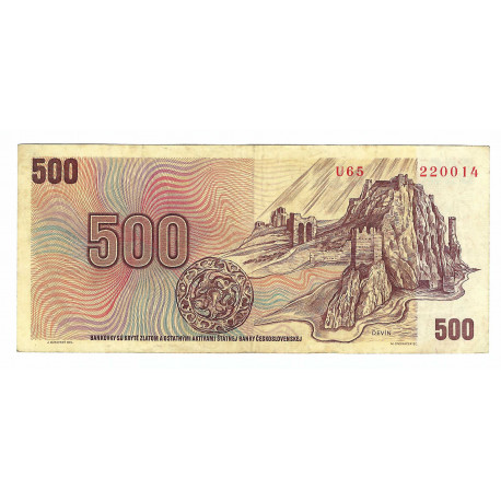 500 Kčs 1973, U 65, SNP 1944, Devín, bankovka, Československo, VG