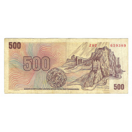 500 Kčs 1973, Z 02, SNP 1944, Devín, bankovka, Československo, VG