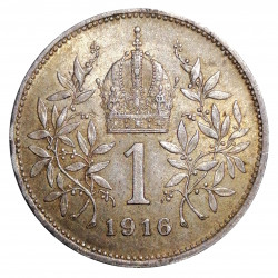 1 K 1916 b.z., Ag 835/1000, 5,00 g, František Jozef I., Rakúsko Uhorsko