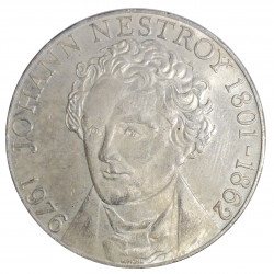 100 Schilling 1976, 175th Anniversary - Birth of Johann Nestroy, Ag 640/1000, 24,00 g, Rakúsko
