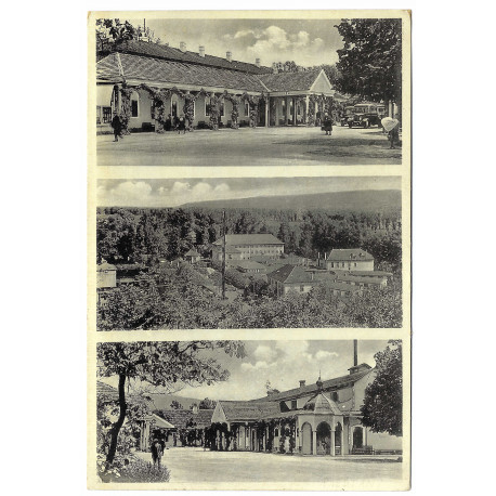 1943 - Kúpele, Piešťany, Slovakotour, viacokienková čiernobiela fotopohľadnica, Slovenský štát