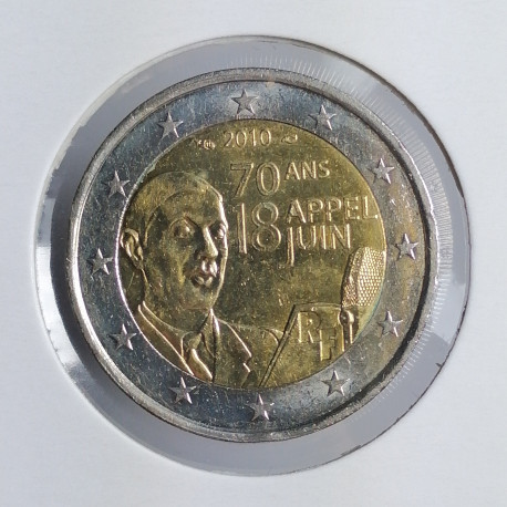 2 euro 2010, 70th anniversary of the "Appeal of 18 June 1940", Francúzsko