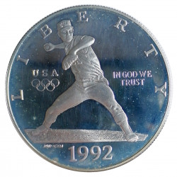 1992 S dollar, Olympics - Baseball, Ag 900/1000, 26,73 g, PROOF, USA