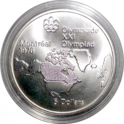 1973 - 5 dollars, 1976 Montreal Olympics, Ag 925/1000, 24,30 g, North American map, Kanada
