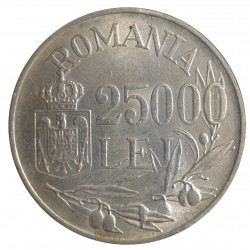 1946 - 25 000 lei, Mihai I., Ag 700/1000, 12,50 g, Rumunsko