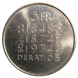 1974 - 5 francs, Revision of Constitution, CuNi, BK, Švajčiarsko