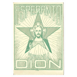 1937 - Slúžiť Bohu, kreslená zelenobiela pohľadnica, Československo
