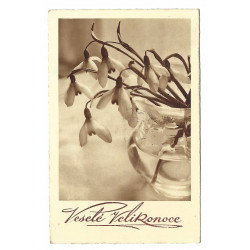 1937 - Veselé Velikonoce, hnedobiela pohľadnica, Československo