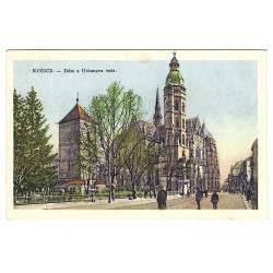 1933 - Dóm a Urbanova veža v Košiciach, kolorovaná pohľadnica, Československo