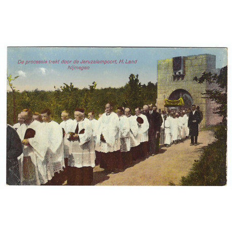 Sprievod cez Jeruzalemskú bránu, Nijmegen, kolorovaná pohľadnica, neprešla poštou, Holandsko