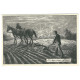 Oráč s koňmi, čiernobiela kreslená pohľadnica, neprešla poštou, Slovinsko