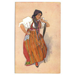 Dievča z Domažlicka, maľovaná pohľadnica, neprešla poštou, Československo