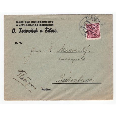 26. IV. 1939 Žilina, vo vnútri obálky je pôvodné tlačivo, celistvosť, Slovenský štát