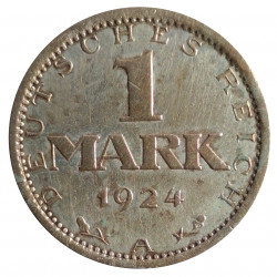 1924 A, 1 mark, Berlin, Ag 500/1000, 5,00 g, Weimar republic, Nemecko