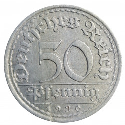 1920 E, 50 pfennig, Berlin, Al, Weimar republic, Nemecko