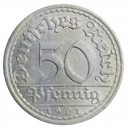 1921 A, 50 pfennig, Berlin, Al, Weimar republic, Nemecko